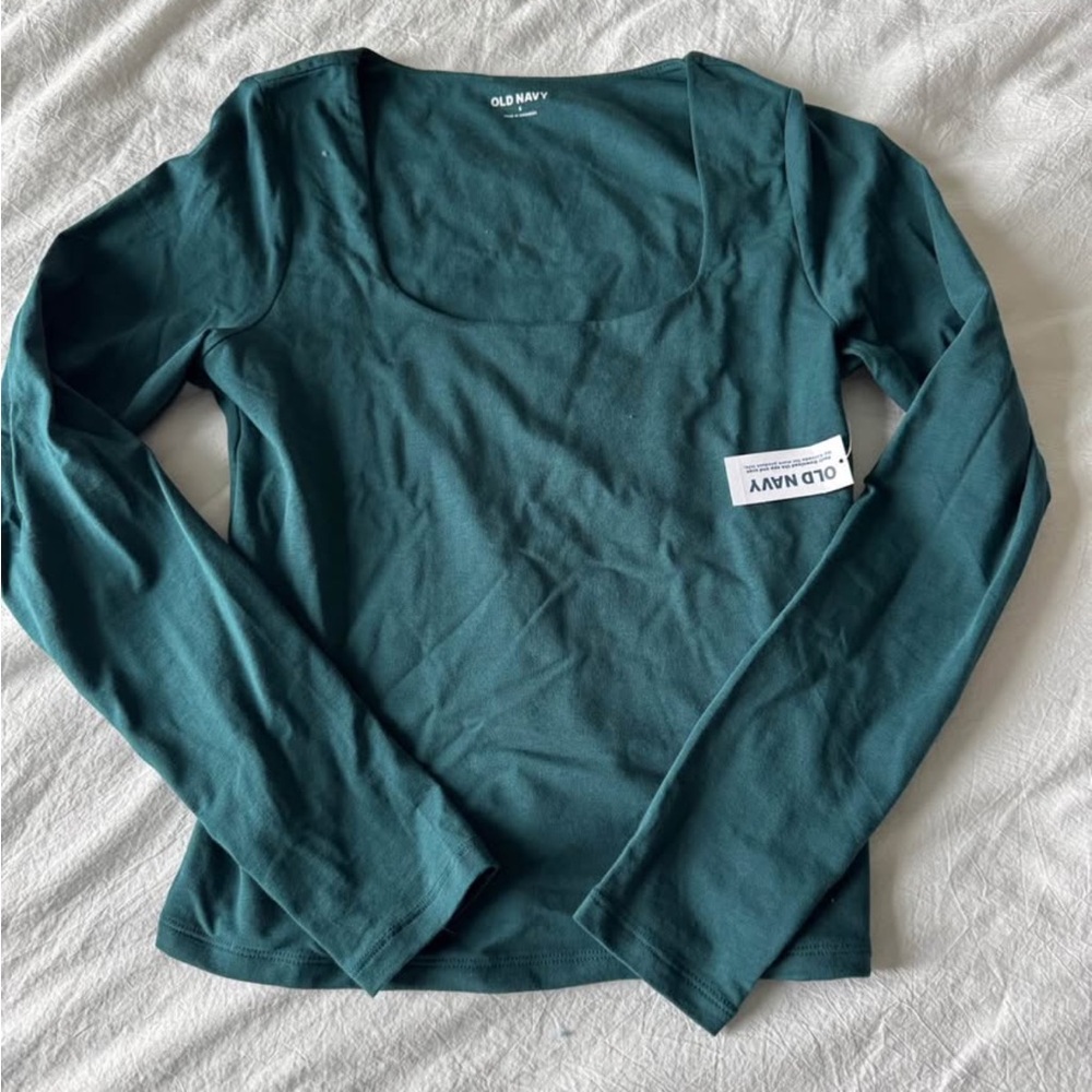 Old Navy Women's Scoop Neck Long Sleeve Top - Teal Green